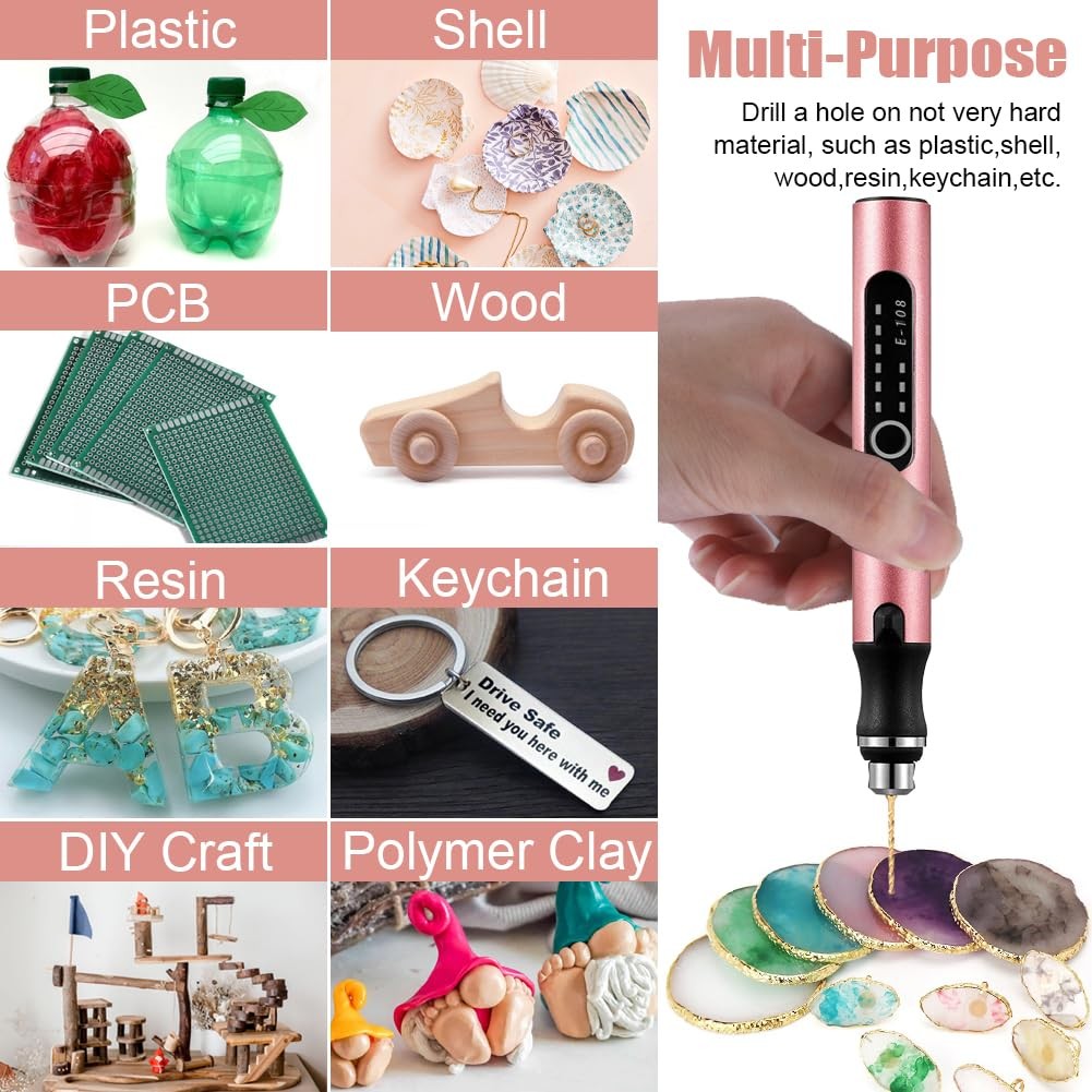 3-Speed Cordless Mini Drill Pen With 8 Small Drill Bits,Rechargeable Electric...