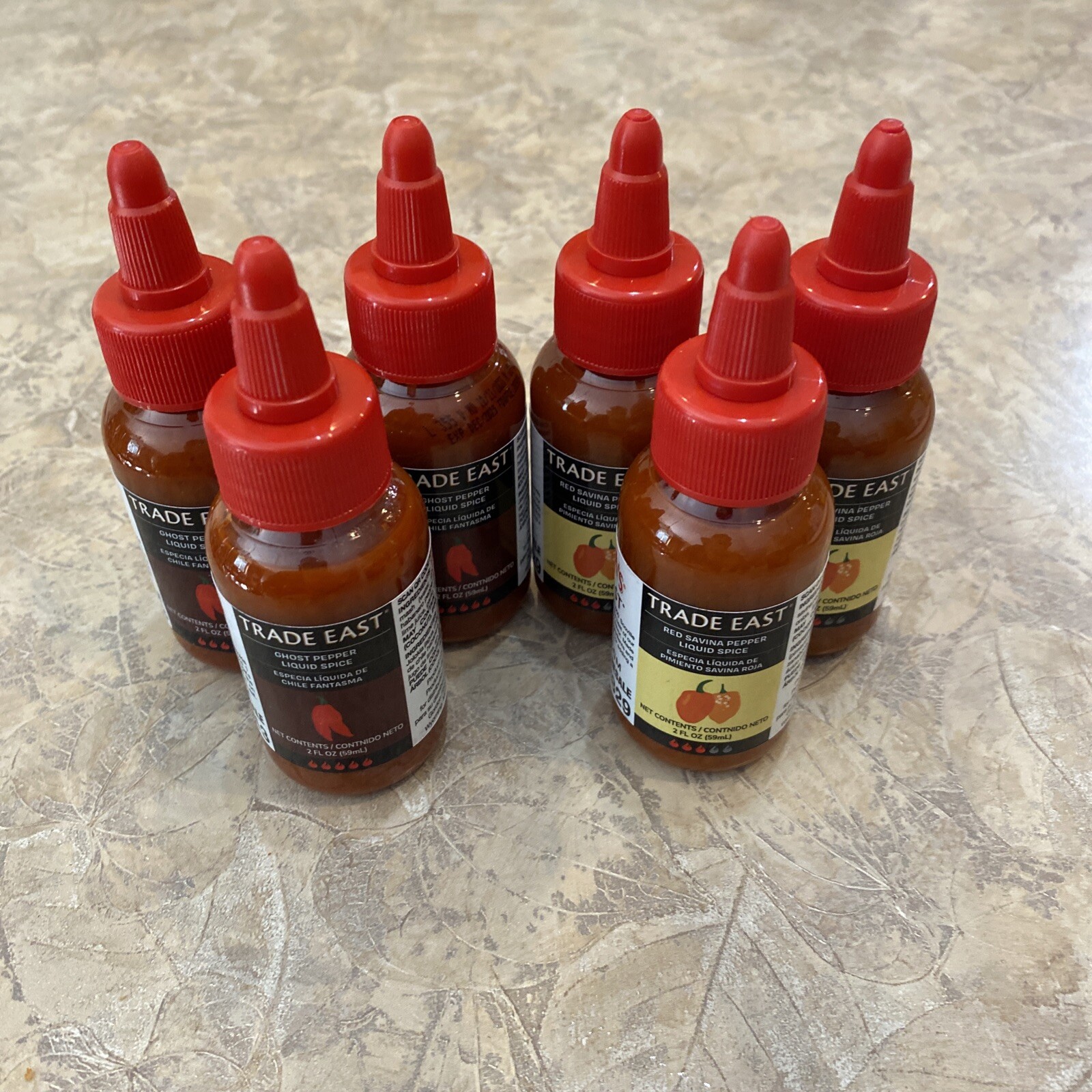 Lot Of 6 2 Oz Bottles Trade East Ghost Pepper Liquid Spice Red Savina Pepper