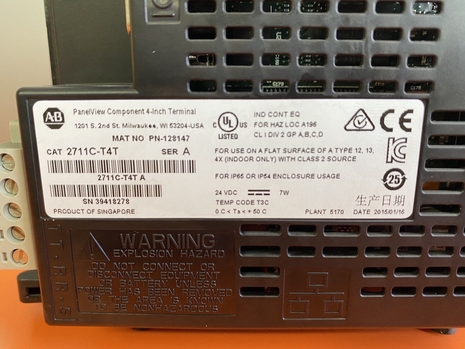 Allen Bradley 2711C-T4T Panel View Touch Screen C400 4” 24VDC