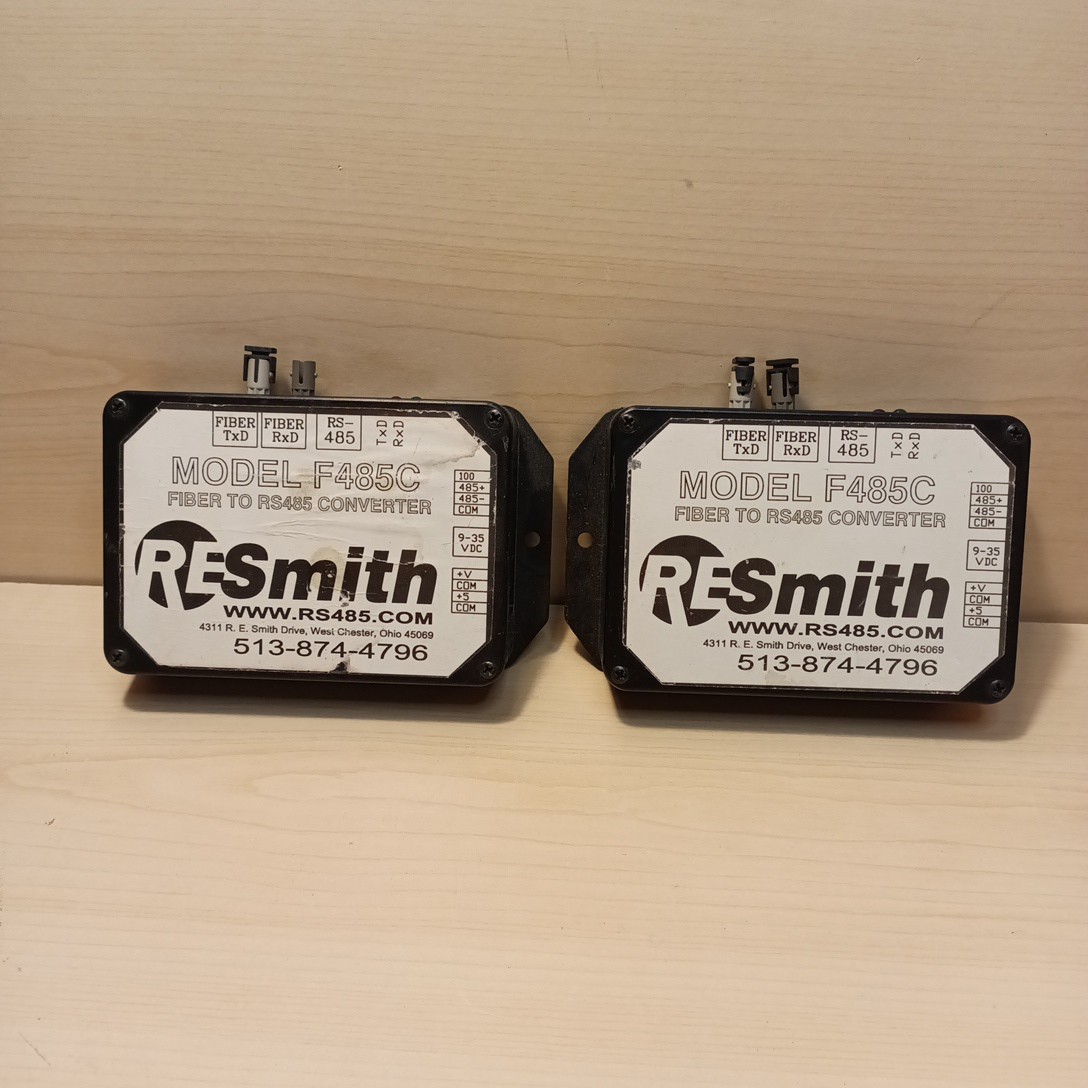 RE Smith Fiber Optic to RS485  Converter Model F485C Operates 9-35VDC Lot of 2