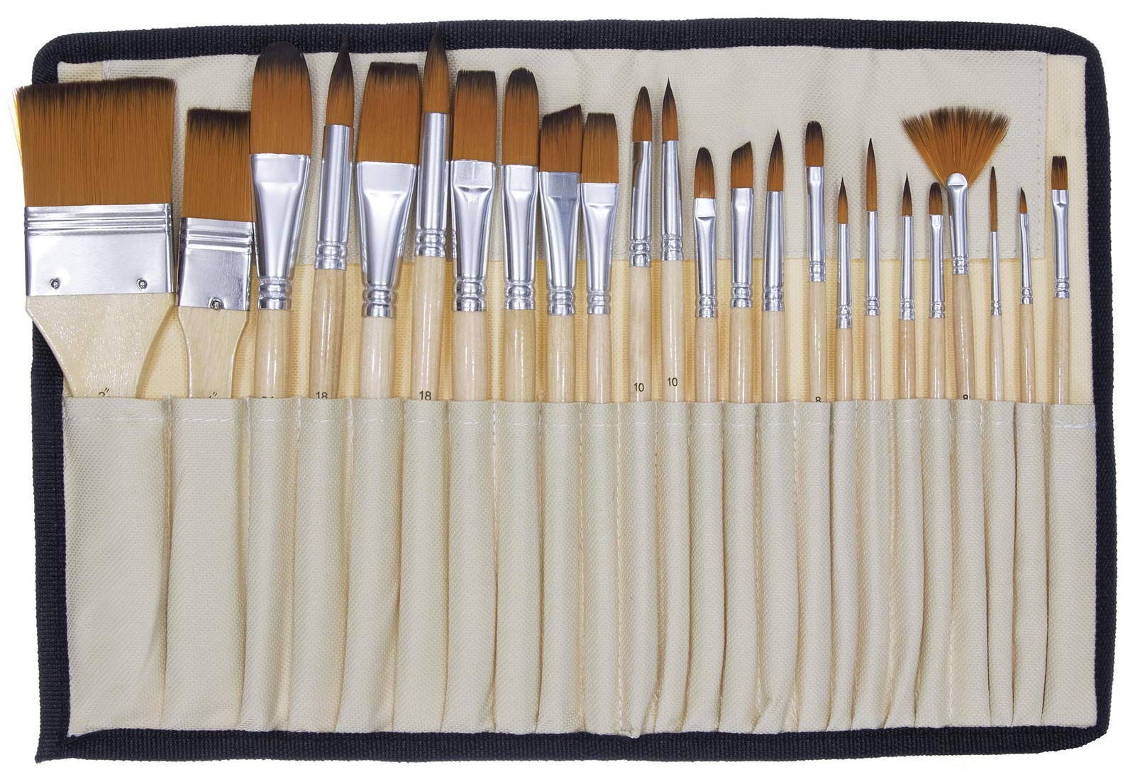 24 Pcs Paint Brush Set Watercolor Acrylic Oil with Carry Pouch