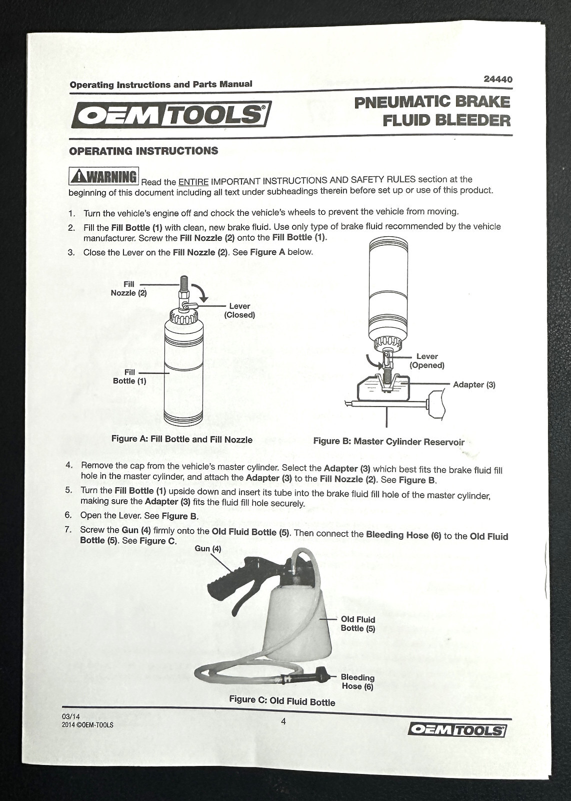 OEMTOOLS 24440 Pneumatic Vacuum Brake Bleeder Kit (NEW)