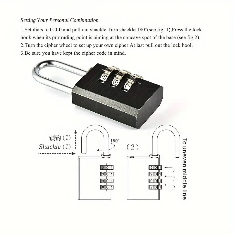 LOCK, COMBINATION, FOR SCHOOL LOCKERS AND MORE 2 1/2" total with shackle.