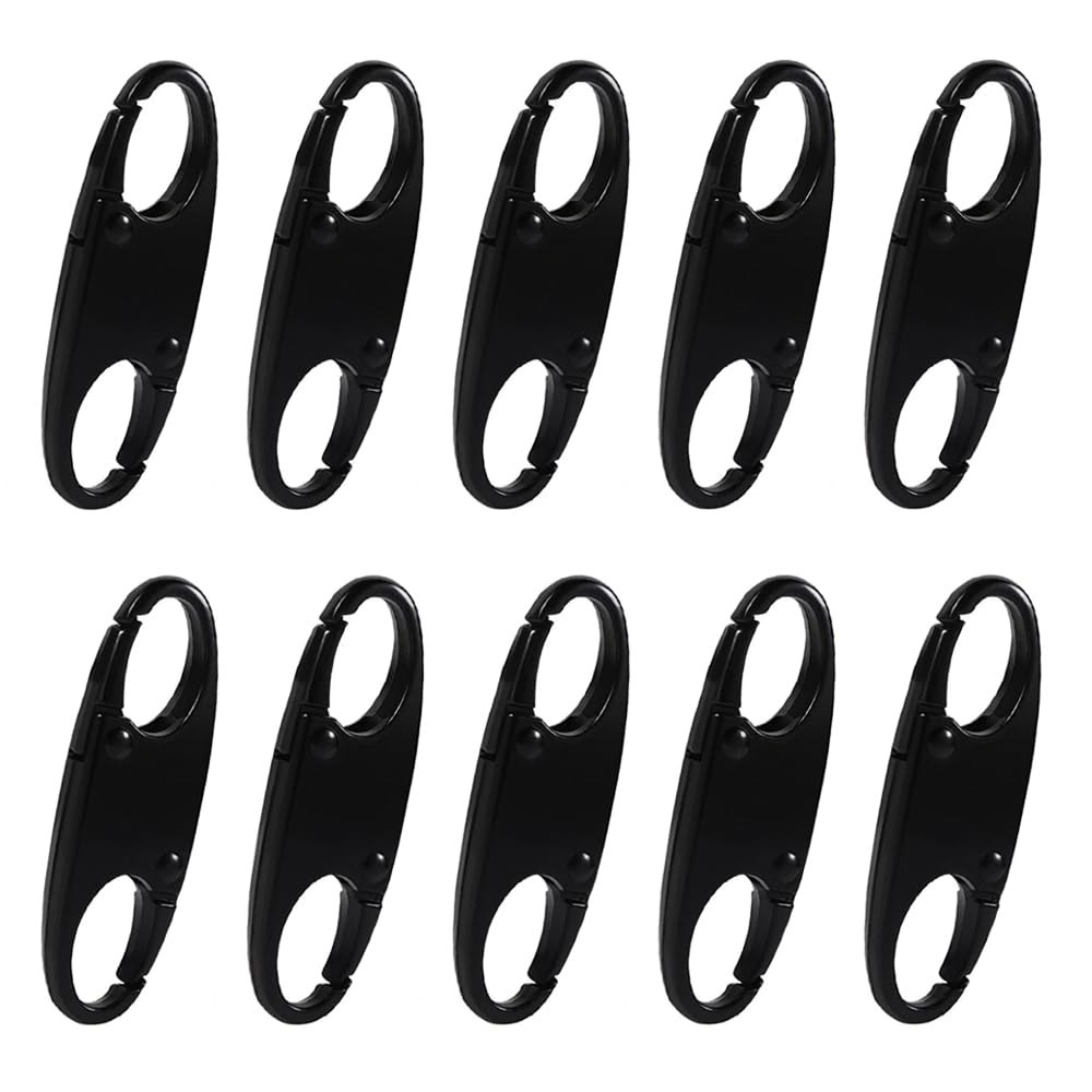 10PCS Zipper Clips Anti Theft S Shaped Double Small Carabiner Clips Black Zip...