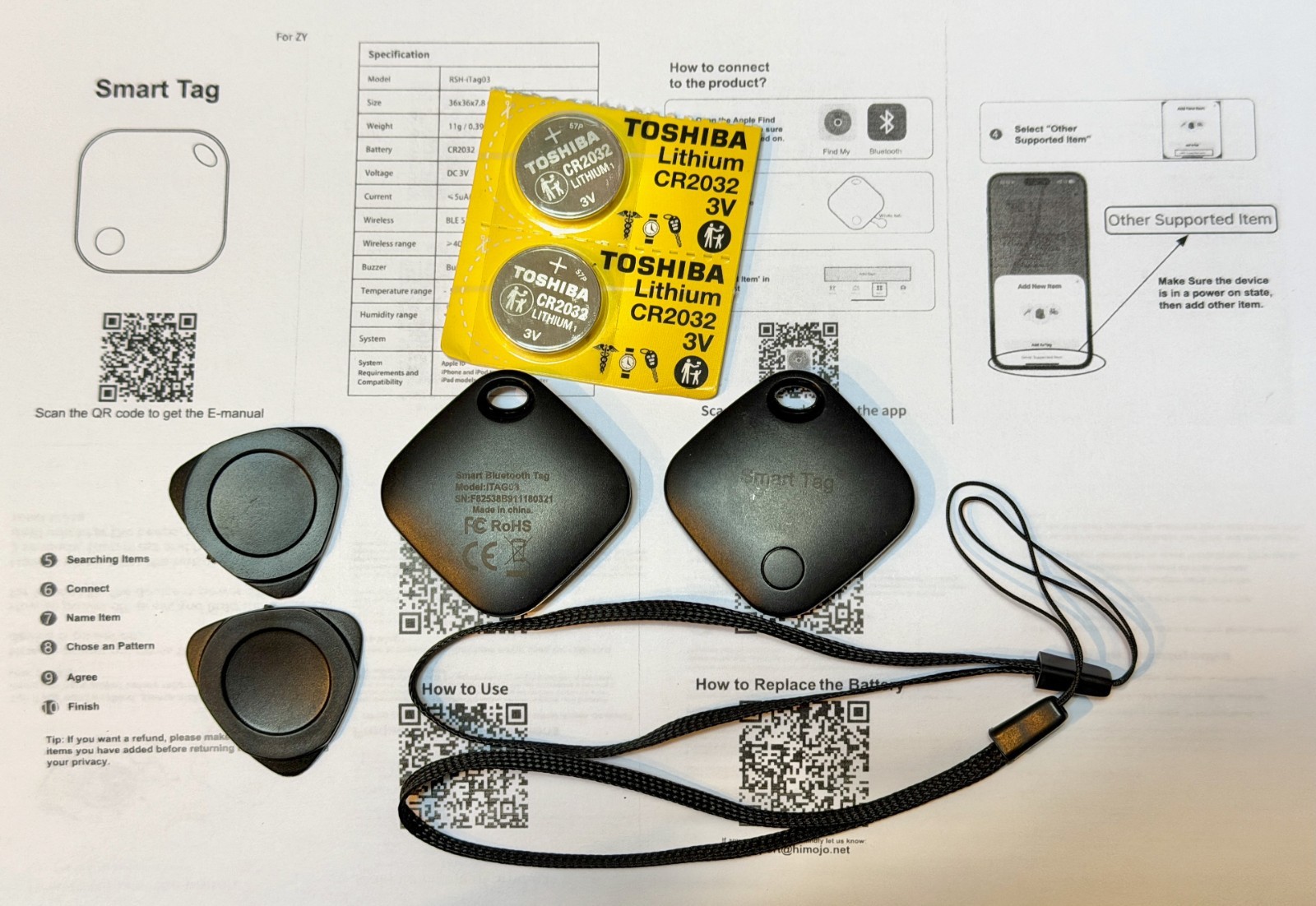 Set of 2 Smart Tag Trackers for Keys Pet etc Finder Works with Apple iOS Find My