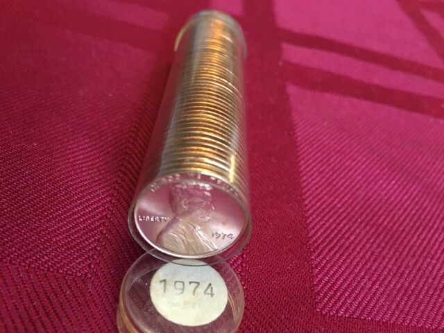 lincoln cents 1974- 1 roll  bu