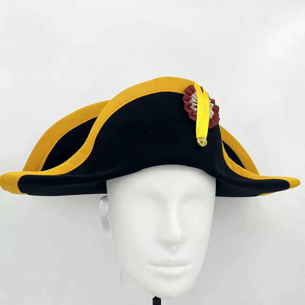 2024 New Napoleon French Admiral Captains Bicorne Hat Woolen Cap Cosplay Props