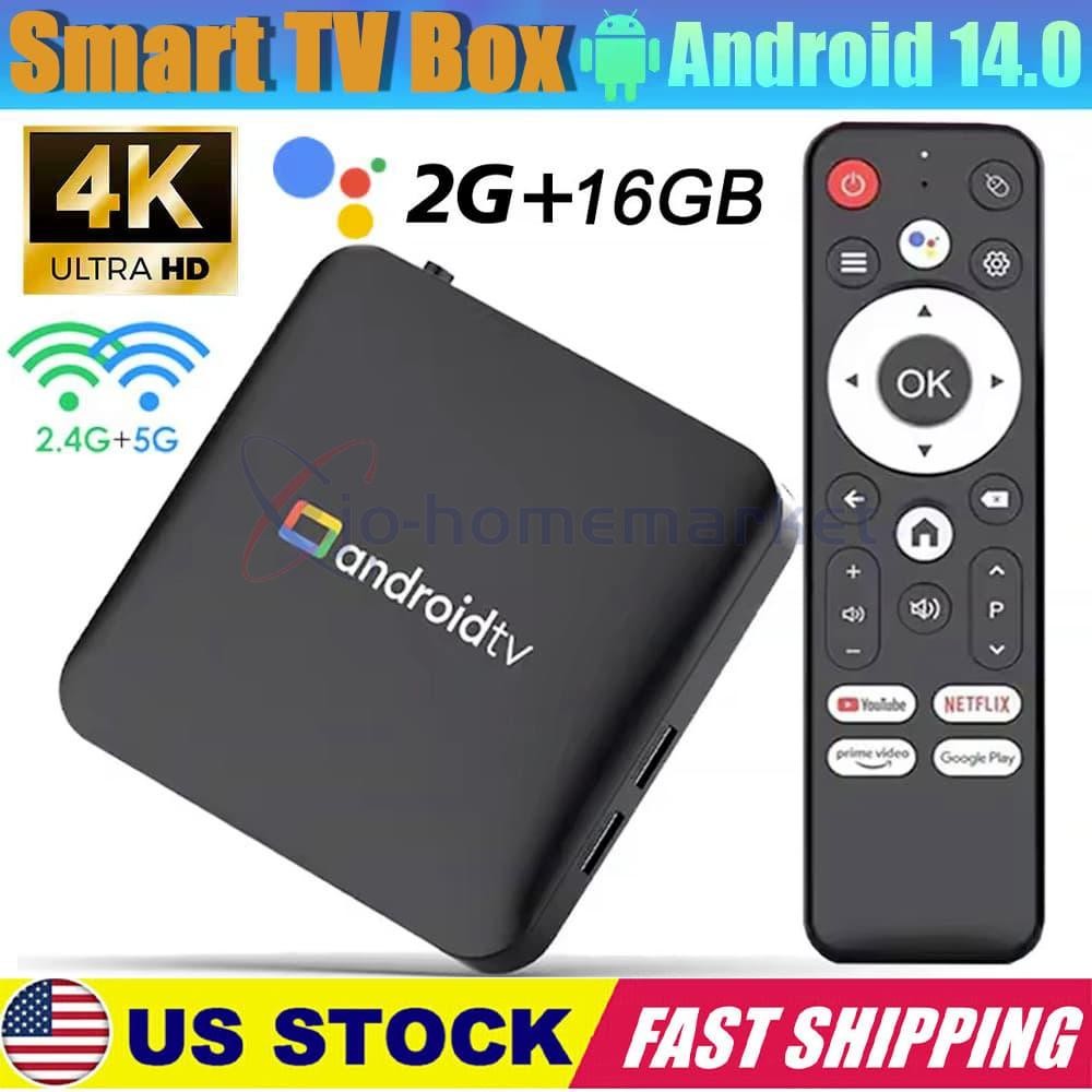 Android 14.0 BT Smart TV Box 2GB+16GB Quad-Core 4K UHD Media Player with Remote
