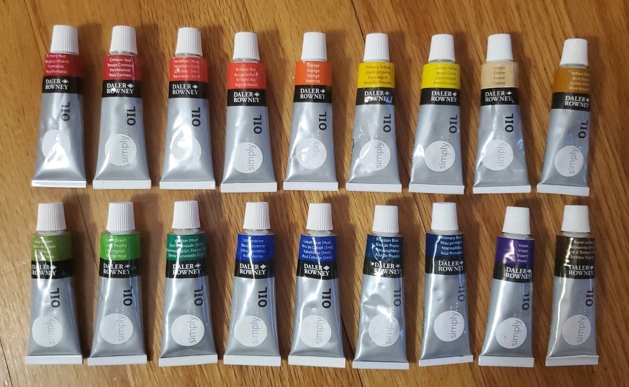 Daler Rowney Simply Oil Colour Artist Paint 18 x 12ml Tubes ONLY ONE OPENED