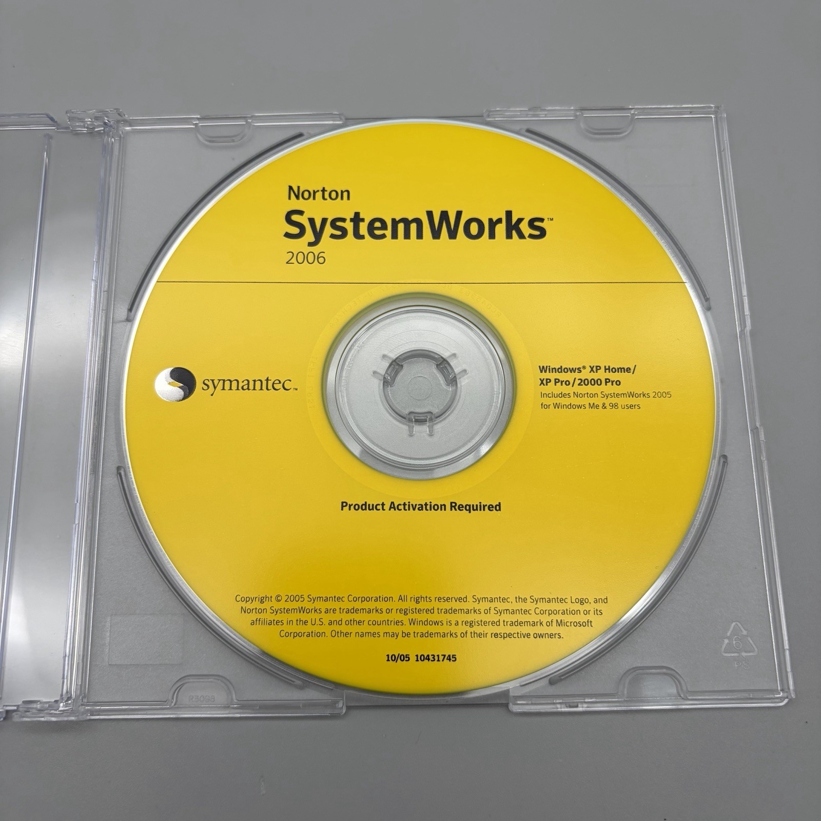 Norton SystemWorks 2006 Standard Edition Windows XP Software CD-ROM W/ Key