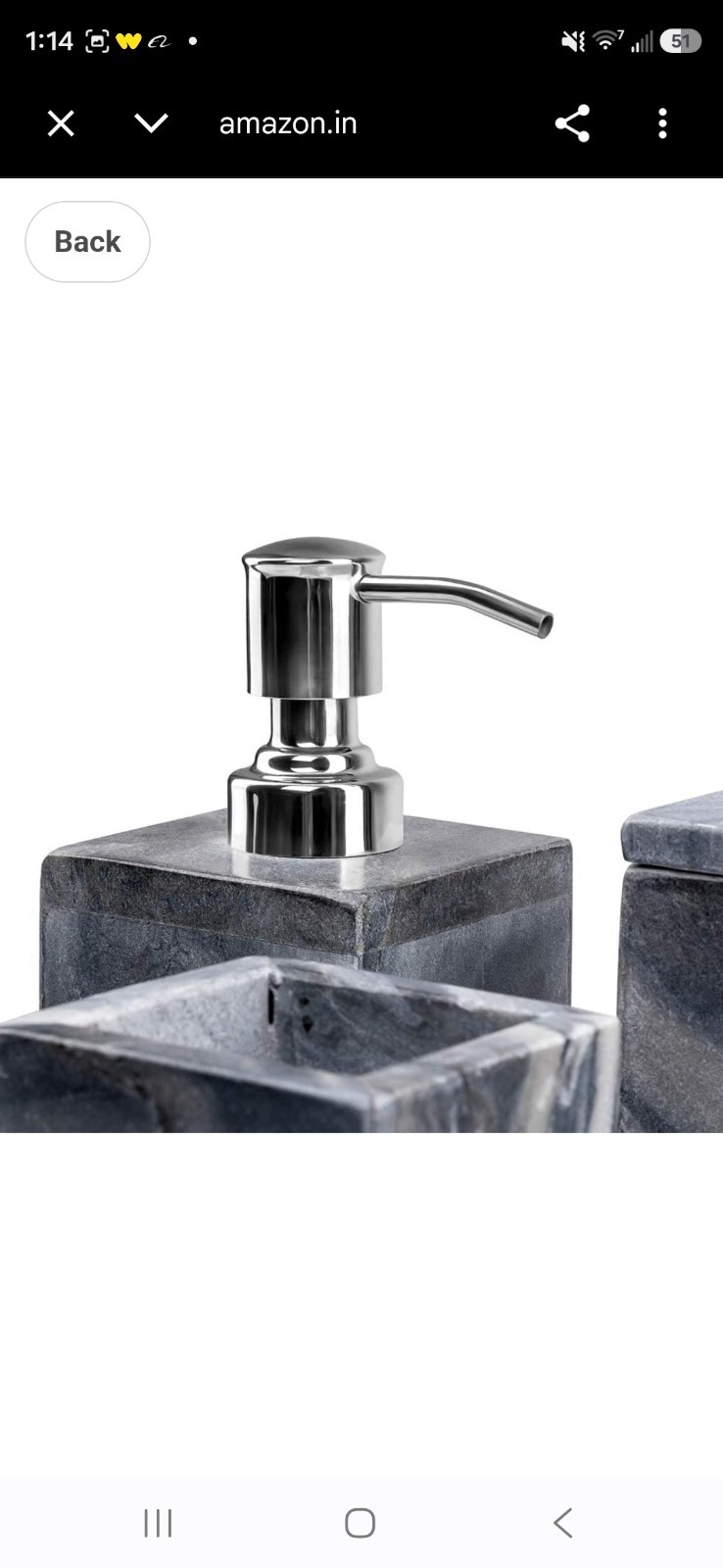 6 Piece Natural Marble Bathroom Accessory Set