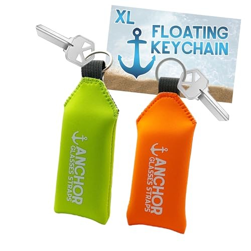 Floating Keychain Waterproof – XL Size – Floats 12 Keys – Green and Orange