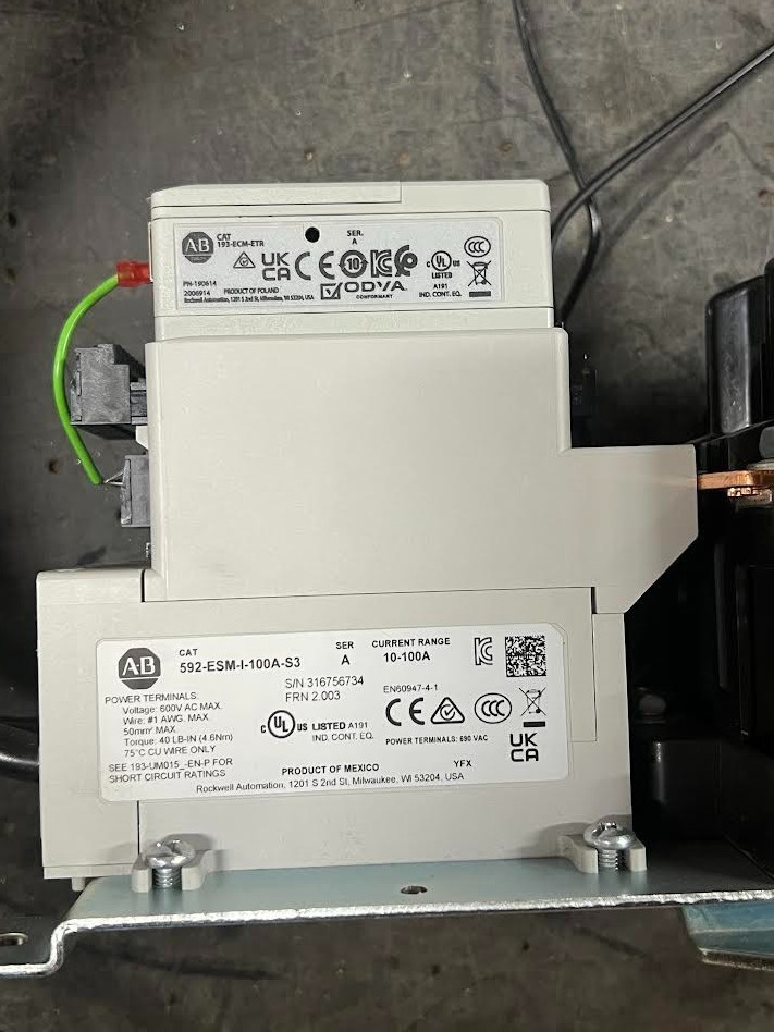 Allen Bradley 500F-DO*930 Ser C with 592-ESM-I-100A-S3 Ser A and 193-ECM-ETR New