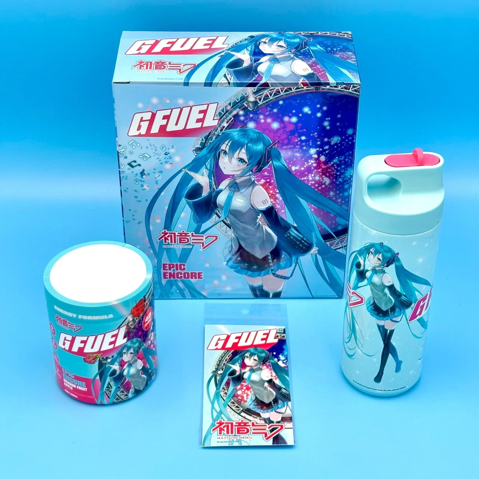 G Fuel Hatsune Miku Epic Encore Collector's Box Tub Sipper Shaker Cup + Sticker
