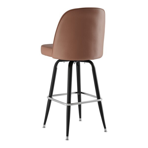 30" Height Metal Restaurant Barstool with Dark Brown Vinyl Swivel Bucket Seat