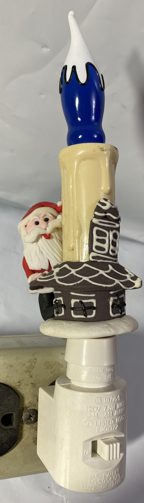 Vintage Christmas Candle Nightlight ~ Santa On The Roof Top ~ Great Working Cond