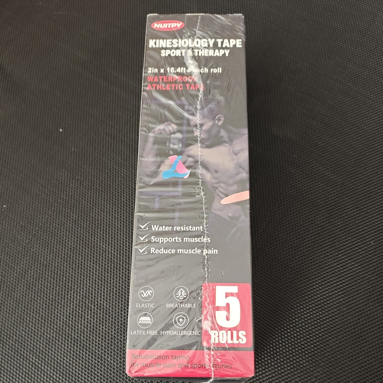 5 Rolls Kinesiology Sport & Therapy Tape 5 Colors 2" x 16.4', For MUSCLE PAIN