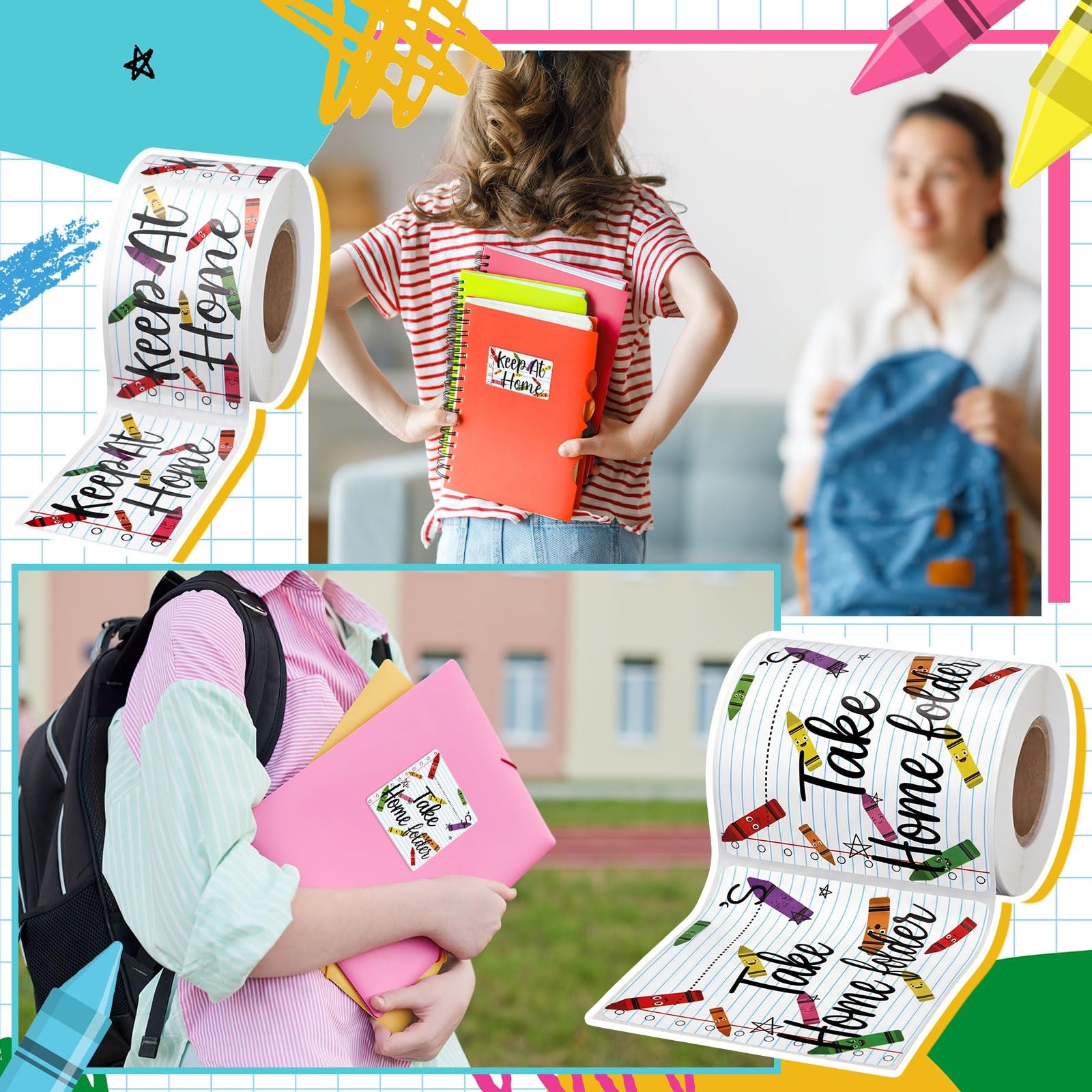600 Pcs 3 Rolls Student Homework Folder Labels Take Home Folder Return to Sch...