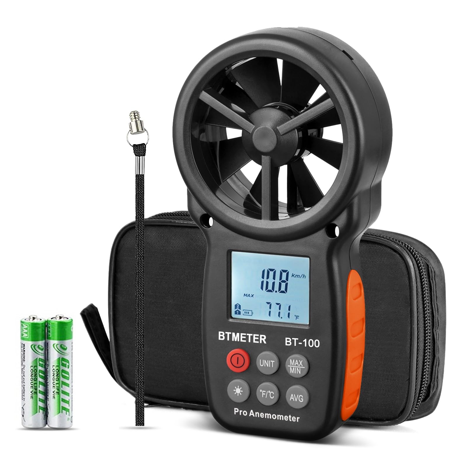 BTMETER BT-100 Handheld Anemometer, Digital Wind Speed CFM Anemometer
