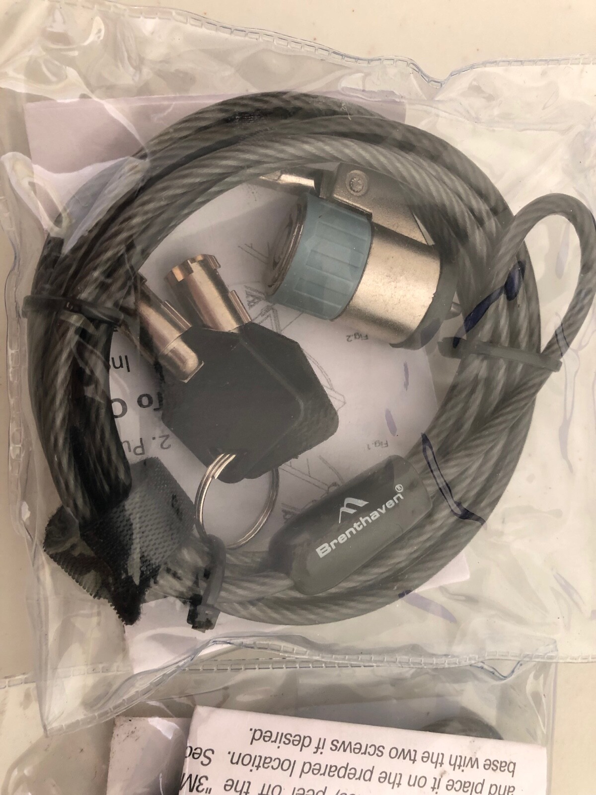 2x Brenthaven Zero Impact Laptop Cable Lock #4100 Computer Notebook with 2 Keys