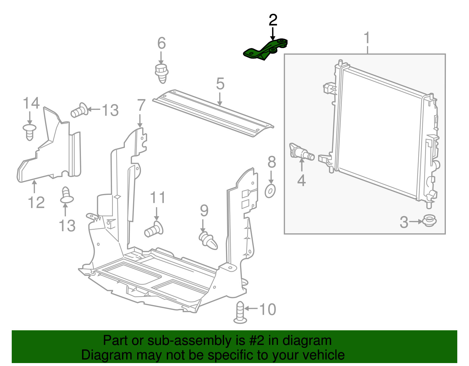 Genuine GM Driver Side Radiator Upper Bracket 23310043