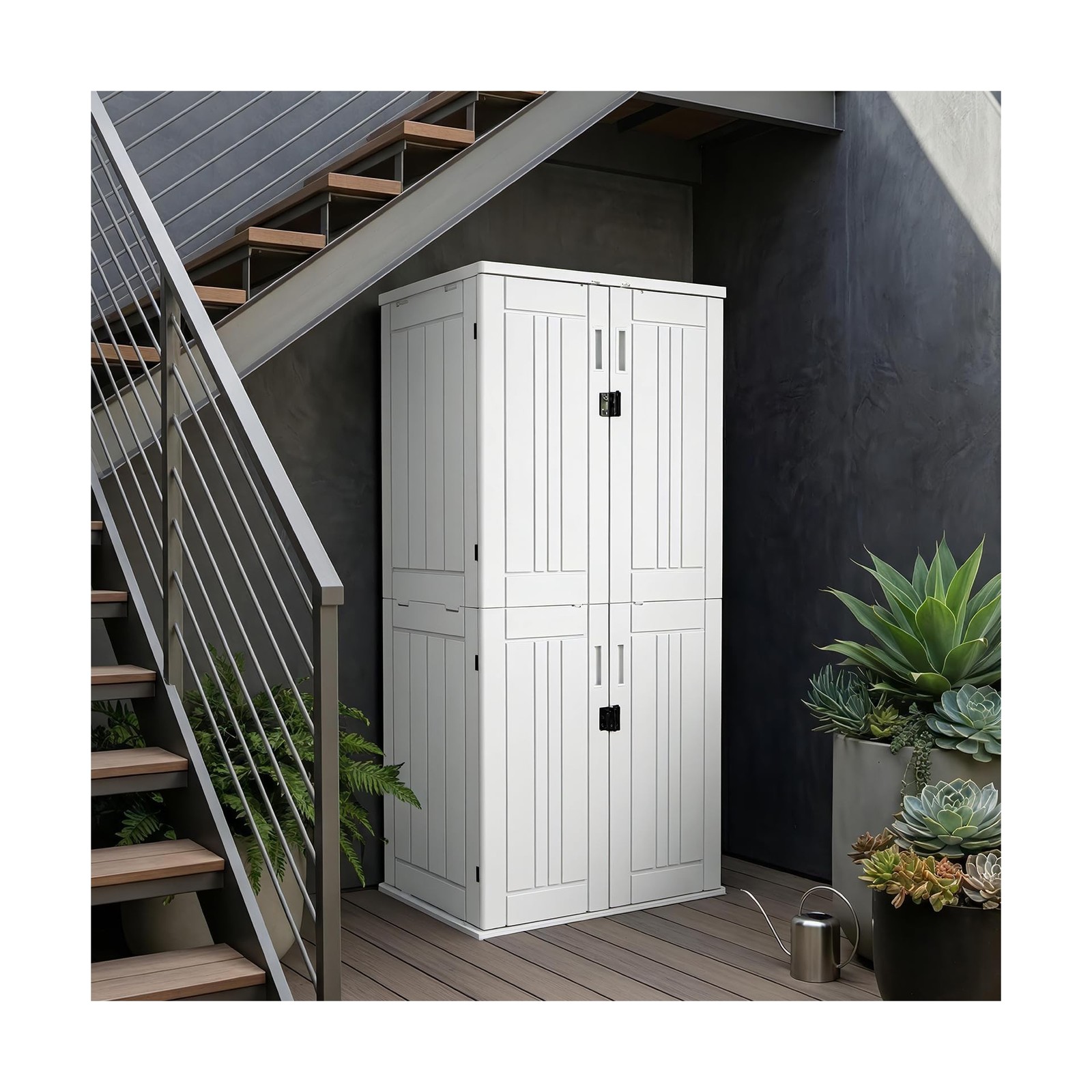 ZYJOYY Outdoor Storage Cabinet with 4 Shelves, 31.5" x 23.23" x 66.22" White ...