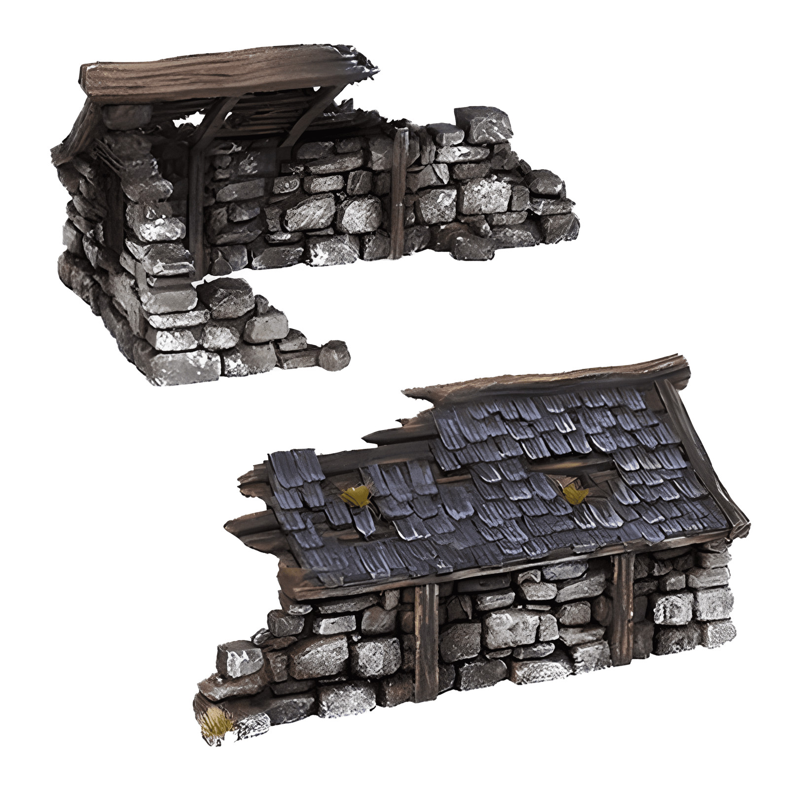 Ruined Medieval House 28mm DND Terrain Set A | Wargaming Scenery for Mordheim, F