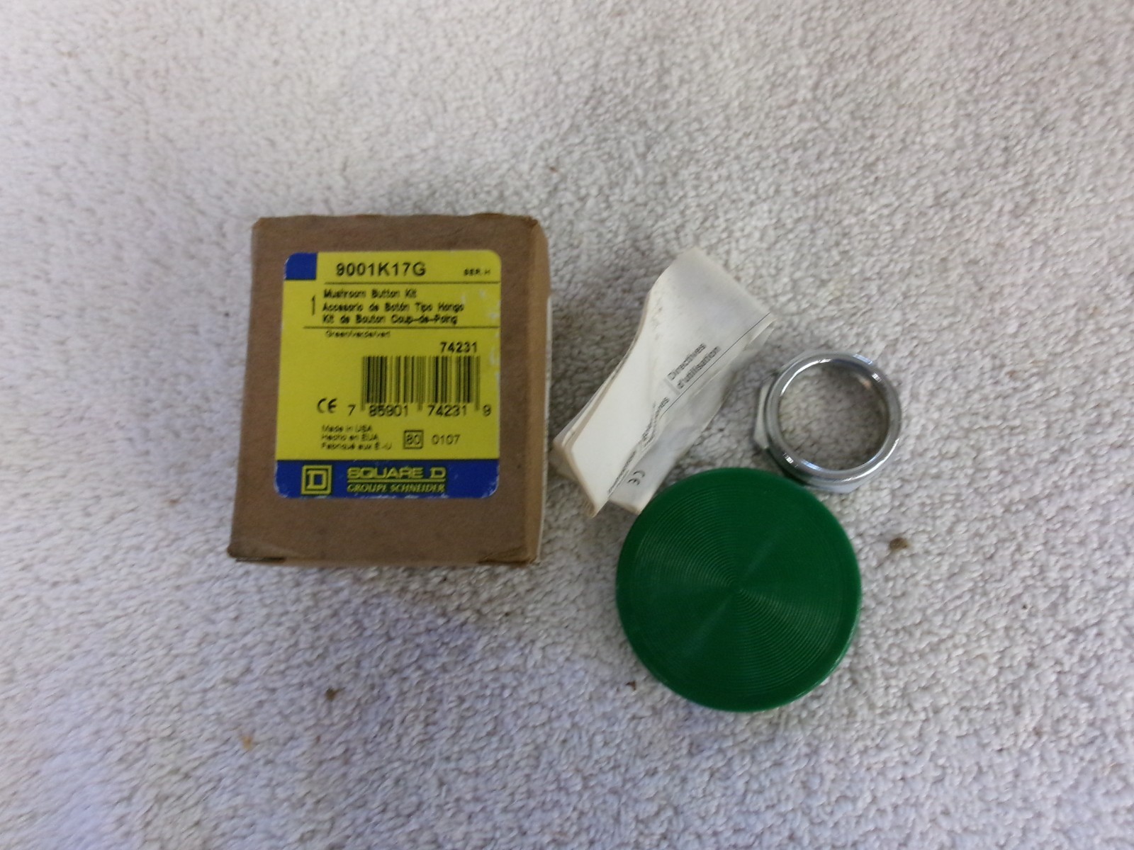 NIB Square D Mushroom Button Kit Green    9001K17G  Ser H