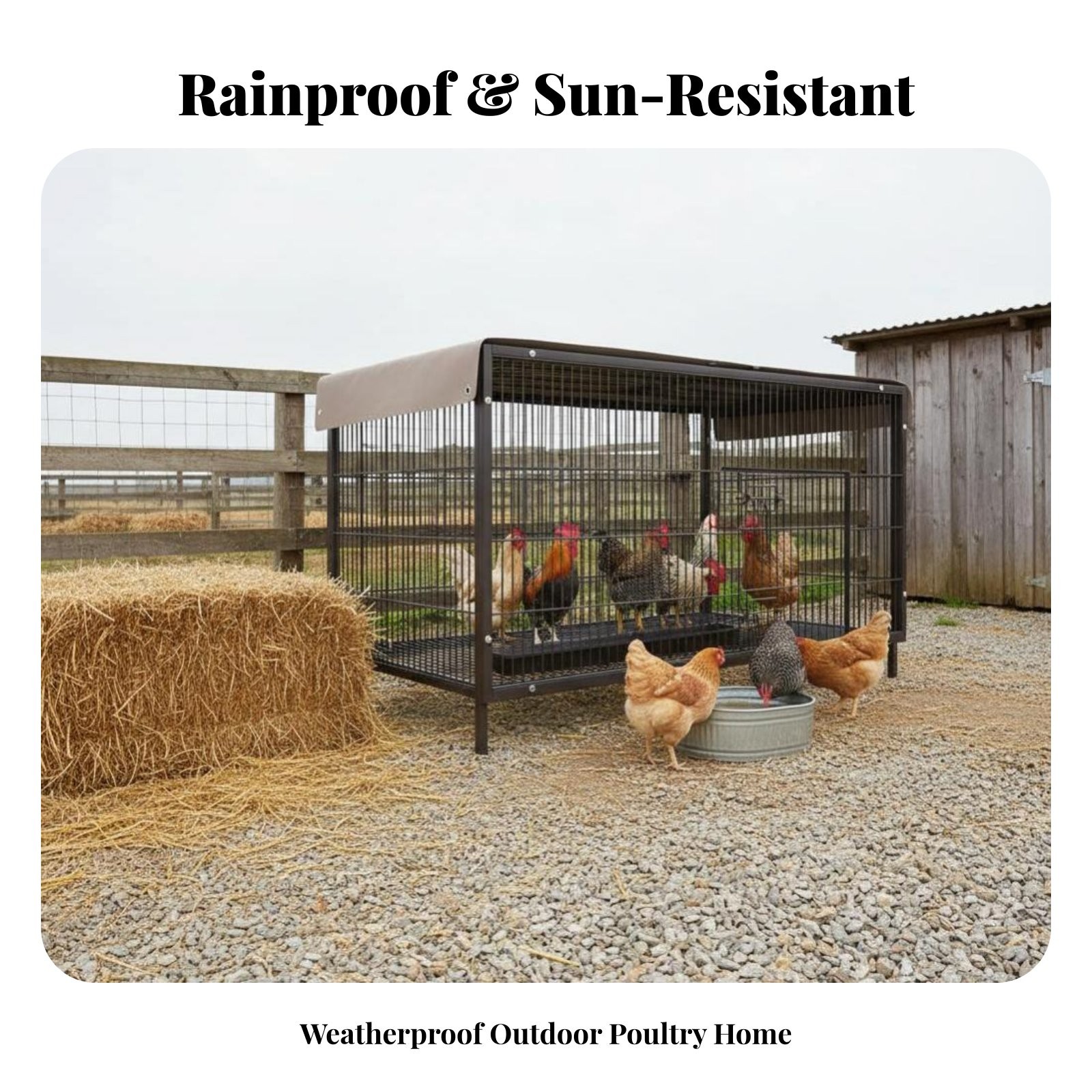 Large Metal Chicken Enclosure Predator-Resistant Resistant Poultry Enclosure