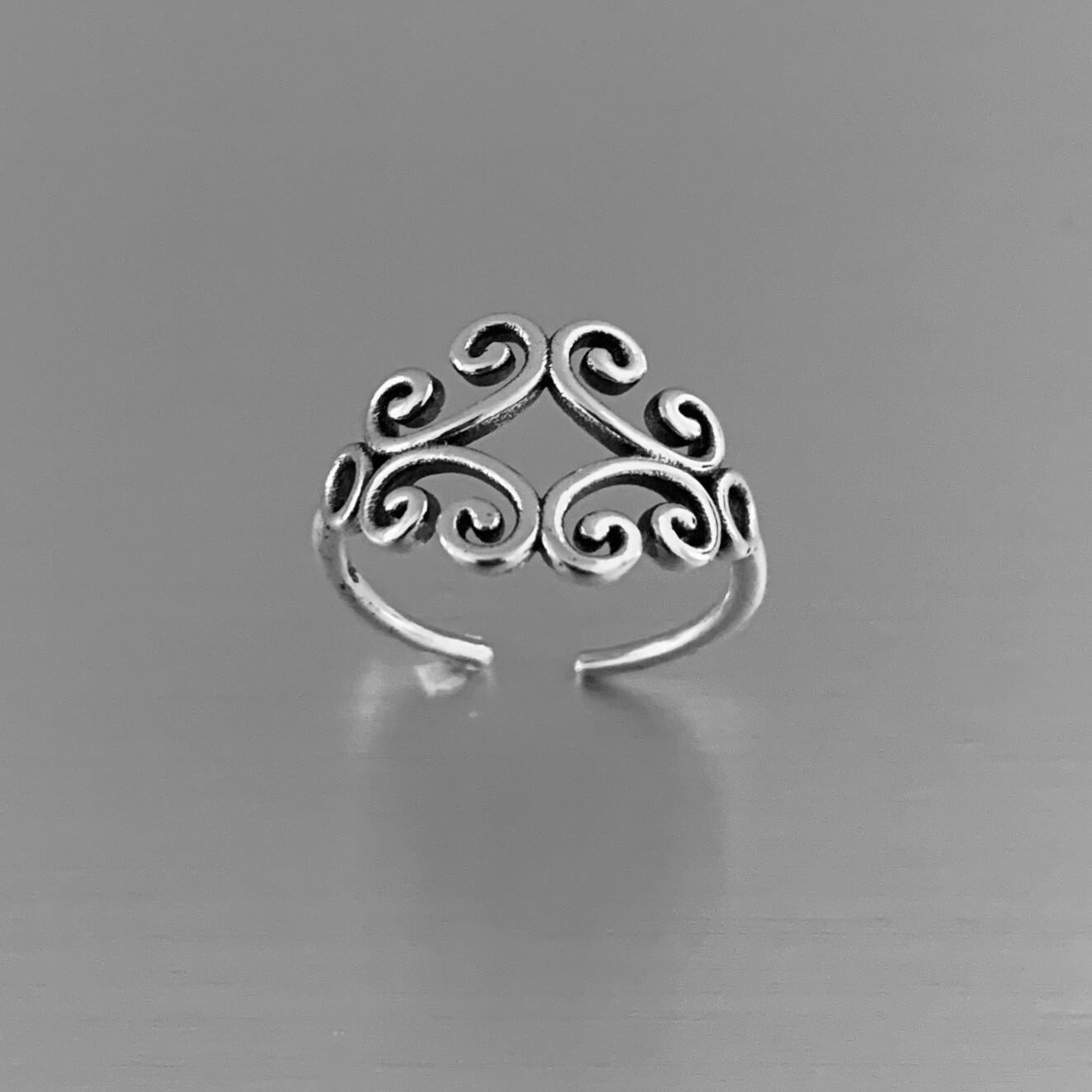 Sterling Silver Swirly Toe Ring, Silver Rings, Swirl Ring, Boho Ring