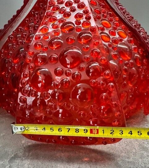 Vintage USSR Mid-Century Pendant Ruby Plastic Lamp Soviet Decor