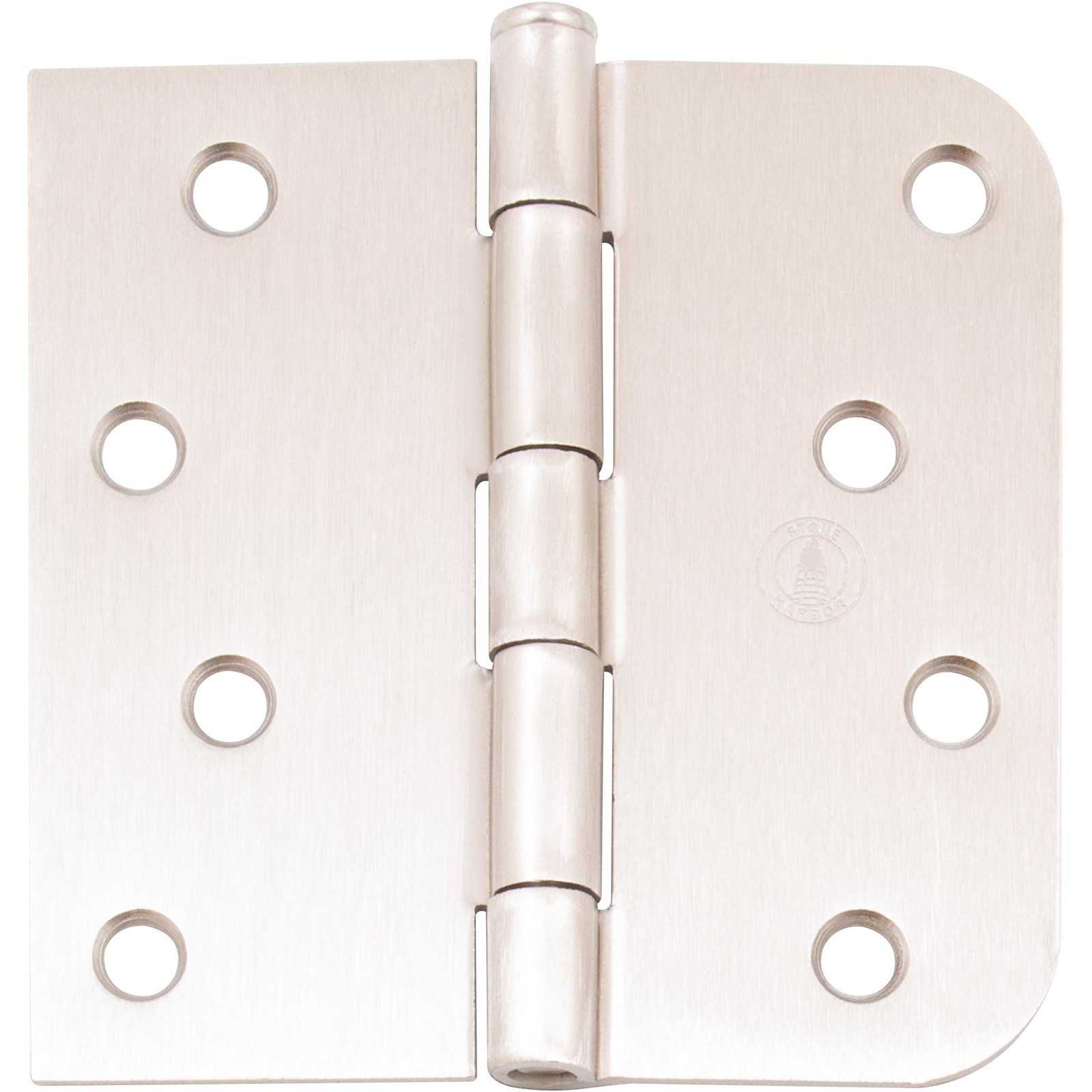 Standard Hinge, 4 Inches, 5/8" Radius Corner, 2-Pack, Satin Nickel by Stone Harb