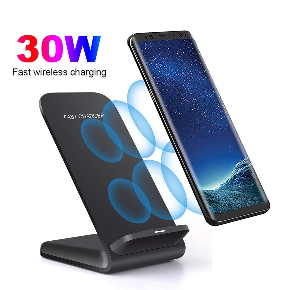 30W Wireless Charger Charging Stand Dock For Samsung iPhone Android Cell Phone