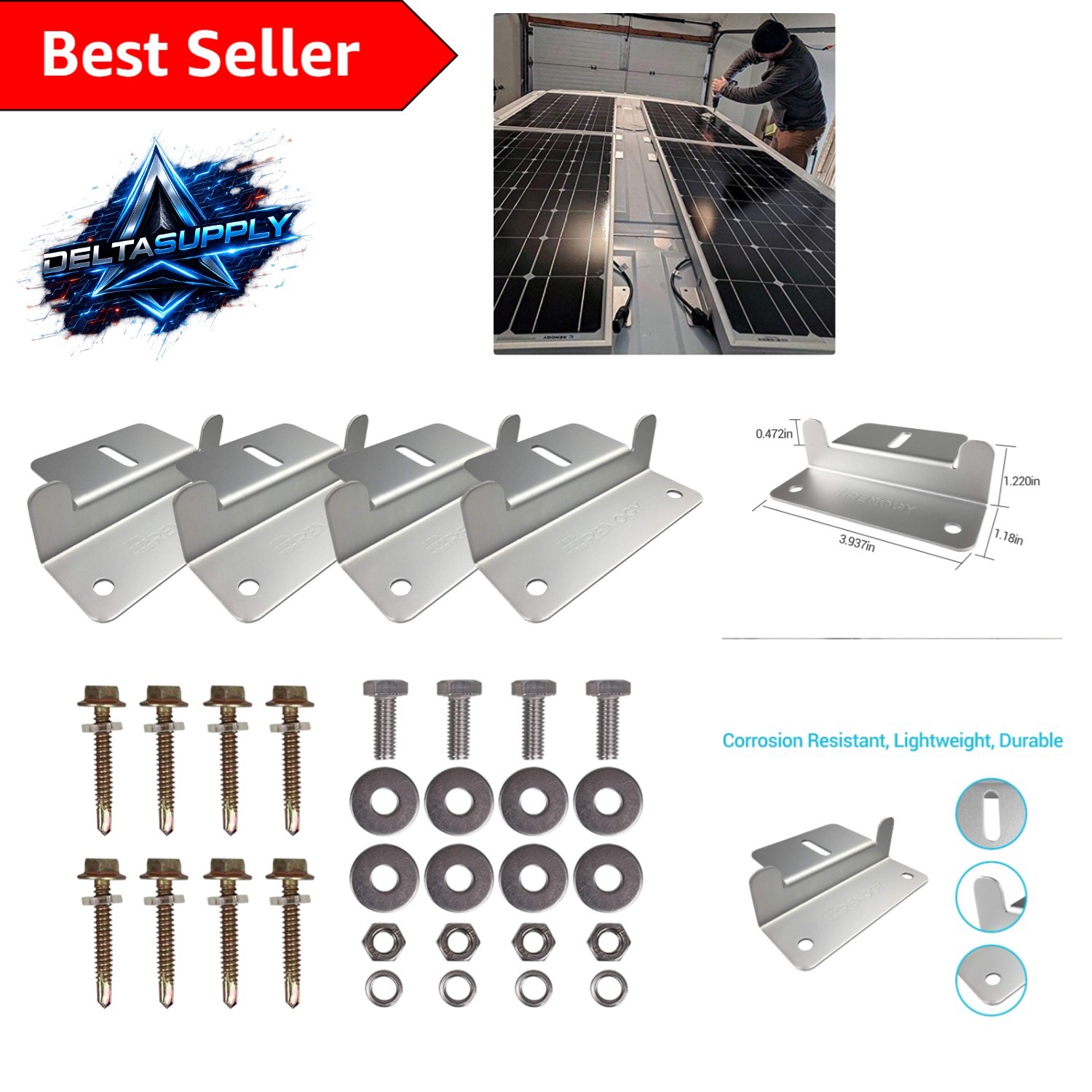 Corrosion-Free Aluminum Z Brackets for Off-Grid Solar Panel Installation - Gray