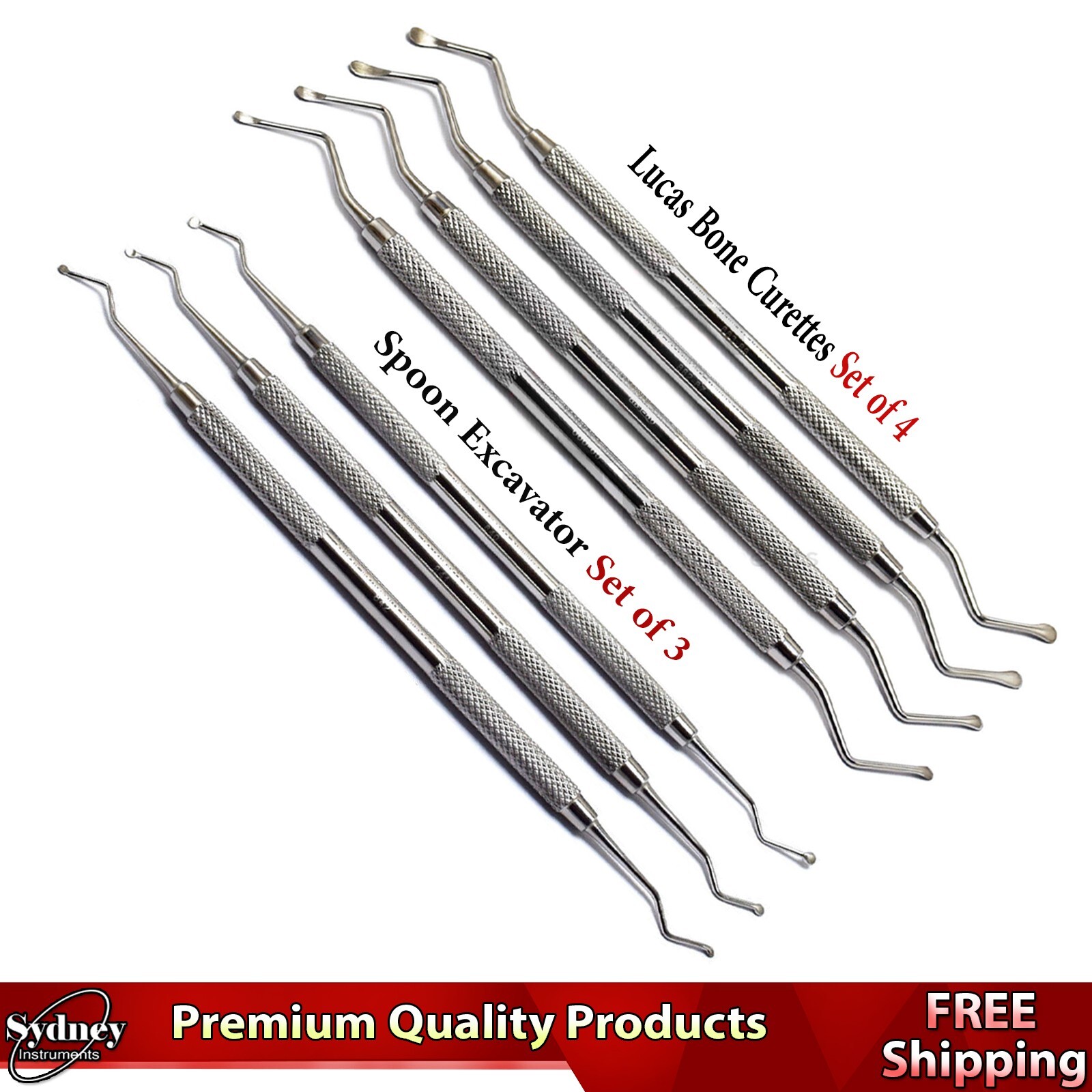 Dental Periodontal Lucas Bone Curettes Cyst Removal & Spoon Excavator Lab Scaler