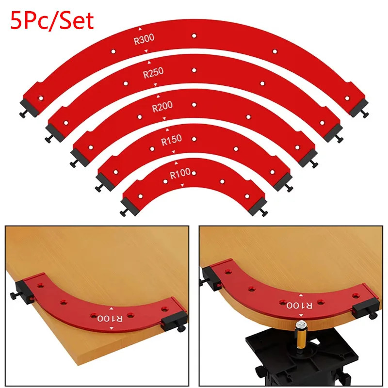 5Pcs Woodworking Radius Corner Jigs Round Durable Templates Routing Guide Tool