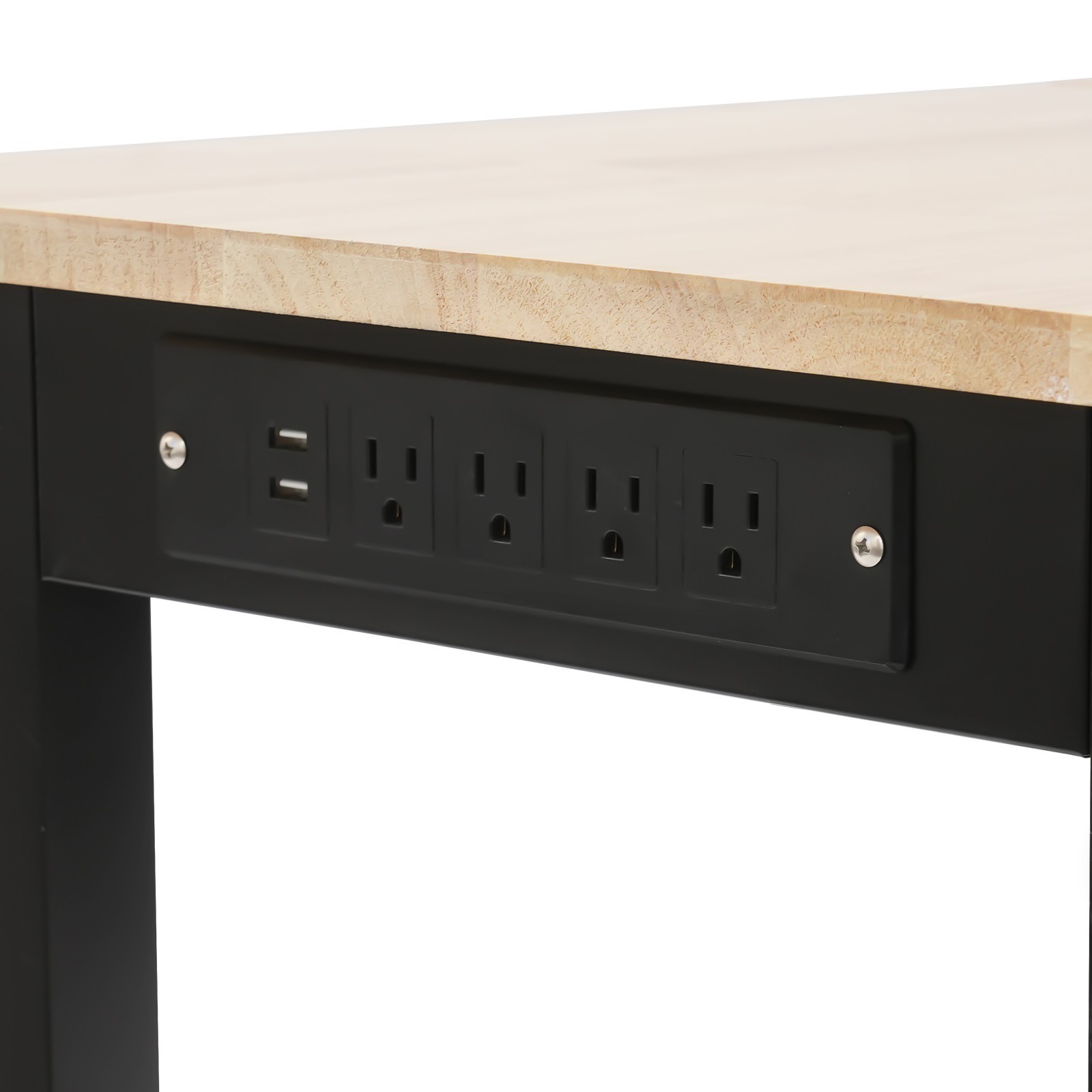 Height Adjustable Workbench with Power Outlets Heavy-Duty Work Table 110V
