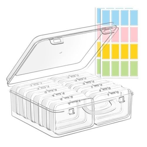Small Bead Organizers and Storage, 12 Clear Plastic Boxes with Hinged Lids,