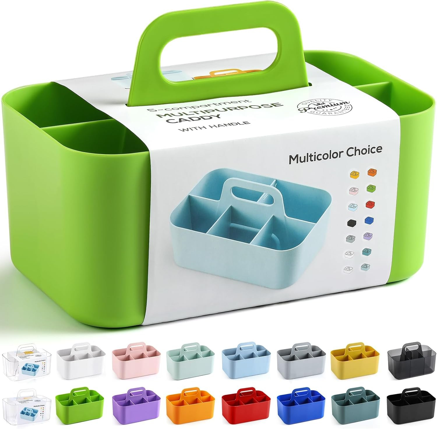 Multiuse Caddy Organizer with Handle, Portable Divided Plastic Tote Bin - Art Cr