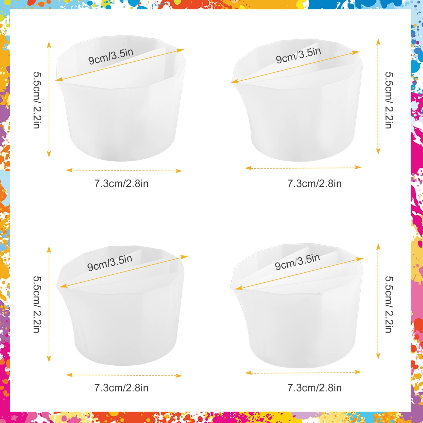 SUSSURRO 4 Pcs Split Cups for Paint Pouring, Silicone Cup Fluid Art...