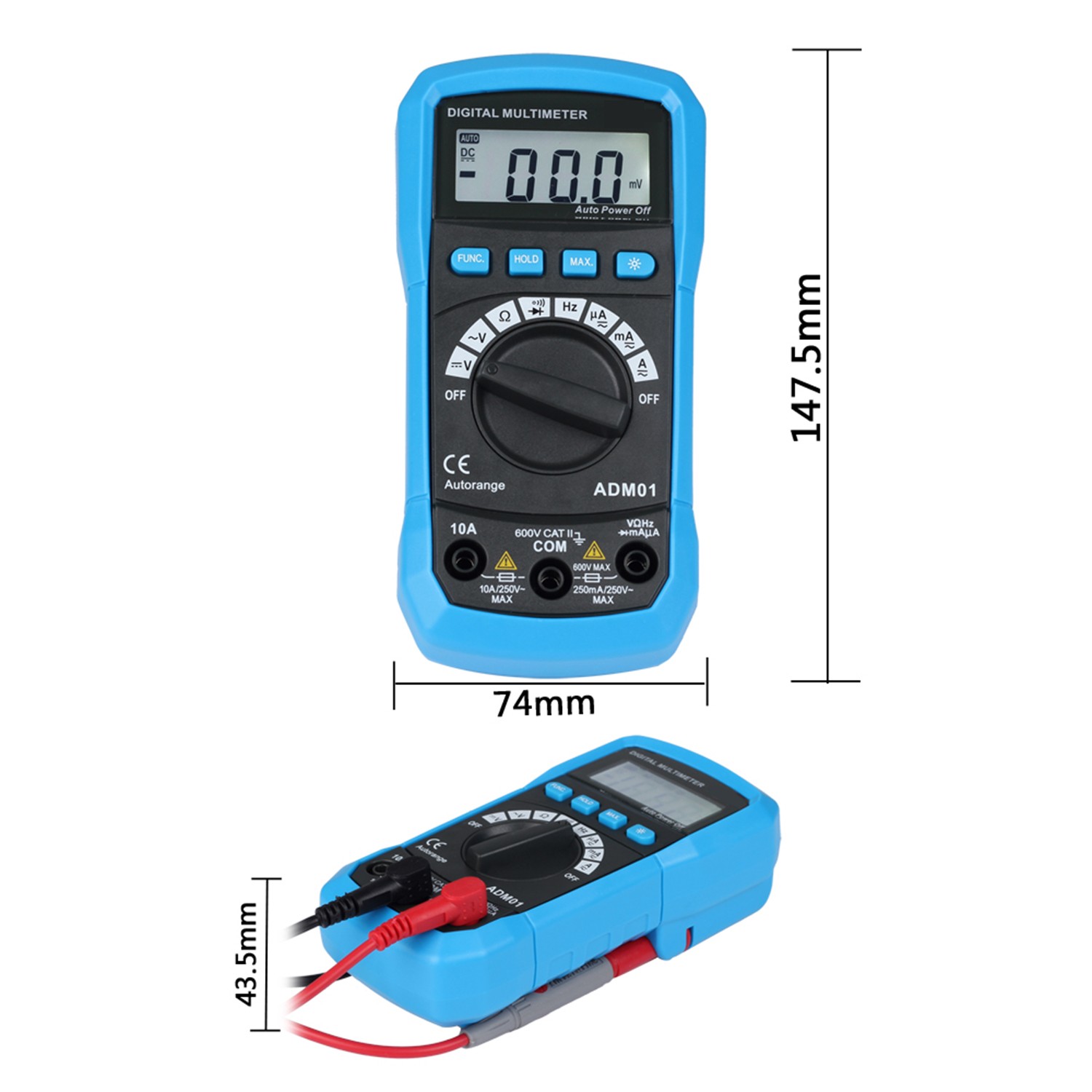 ADM01 DMM Digital Multimeter Hand-held LCD Display Auto Range AC/DC BCJL