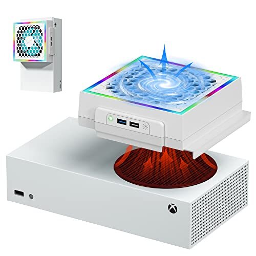 Cooling Fan for Xbox Series S with 7 RGB LED Light Modes, 3 Adjustable Fan Speed