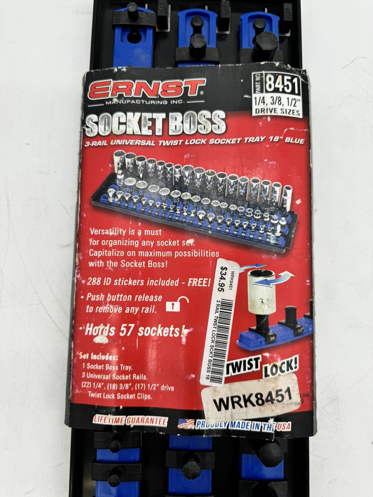 Ernst 8451 18 57 Socket Boss, Premium 3-Rail Multi-Drive Socket Organizer Tray
