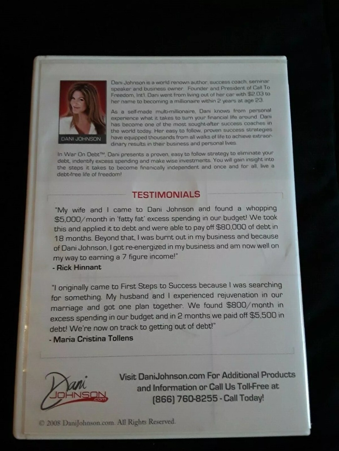 Dani Johnson WAR ON DEBT SET Home Study Program DVDs WORKBOOK 
