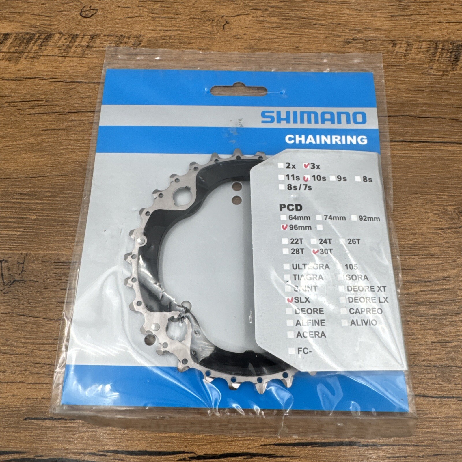 Shimano SLX FC-M672 Chainring - 30t, 96mm BCD, 10-Speed Middle, For 22-30-40t