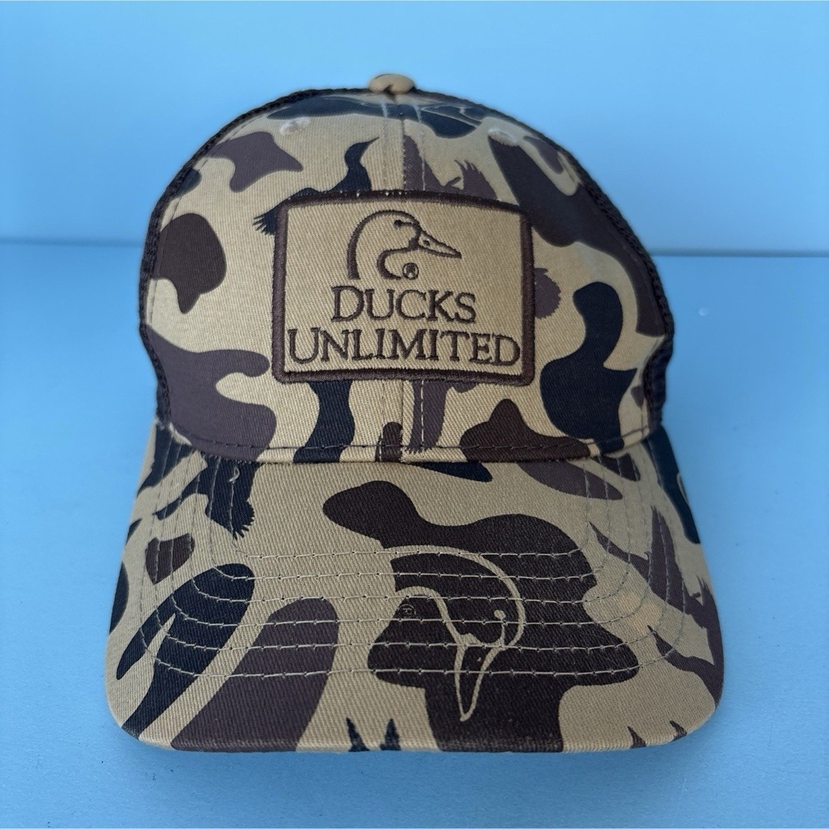 Ducks Unlimited Camo Mesh Back Adjustable Snapback Ball Cap Brown/Beige OS