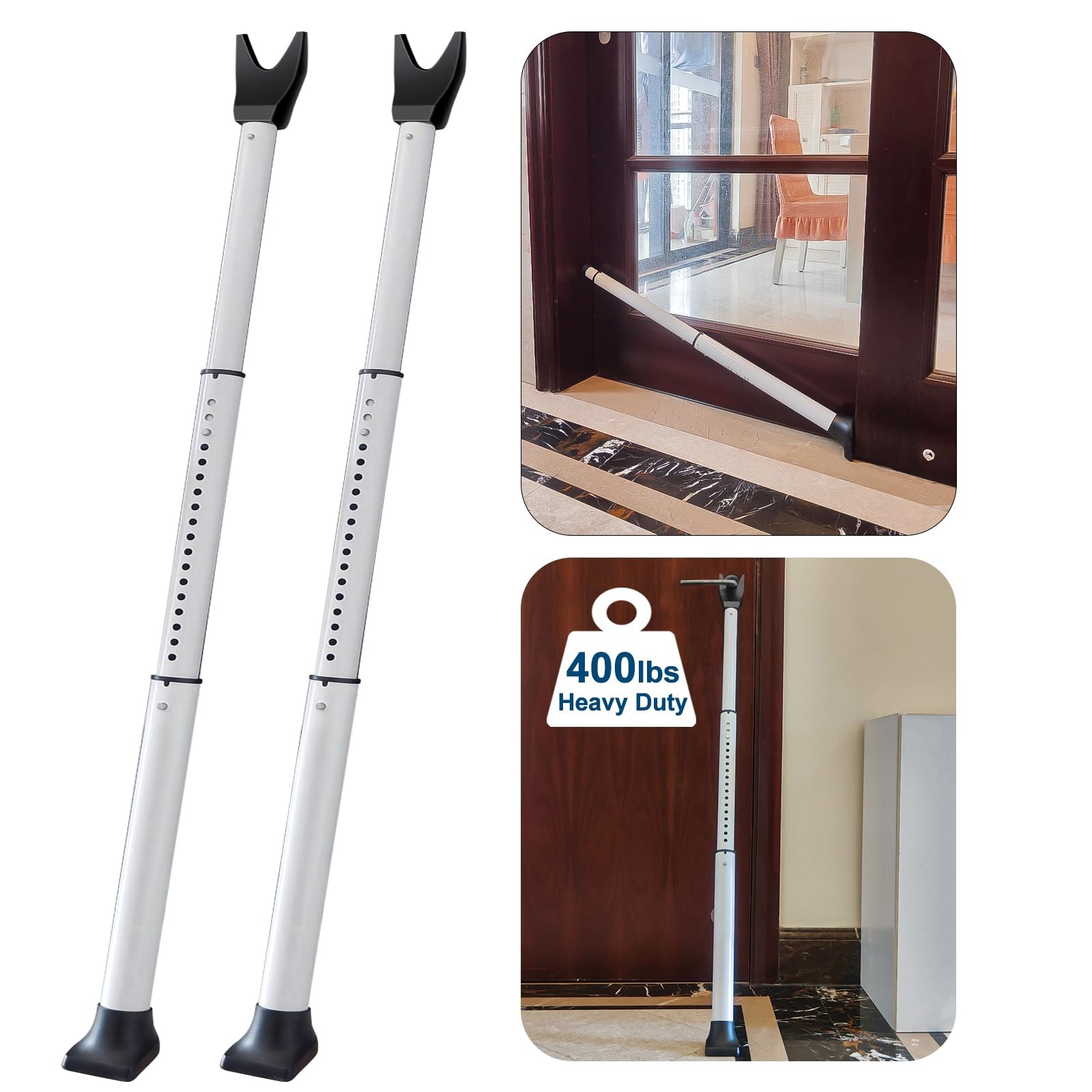 Rerishom Door Security Bar, Stoppers bar,Heavy 2 Pack, White
