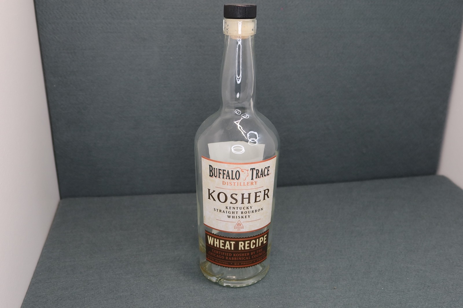 Buffalo Trace Kosher Wheat Recipe with Cork Empty Bourbon Bottle