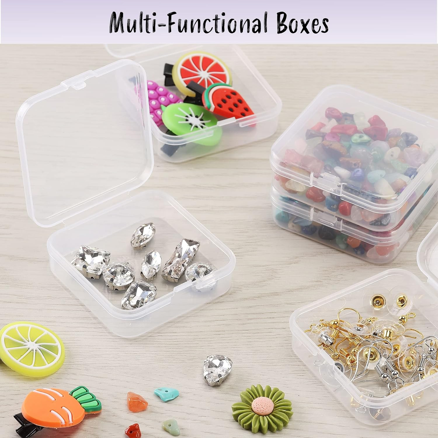 Bead Organizer Box, 12 Pcs, Clear, Small Beads Organizers and Storage Plastic Ca