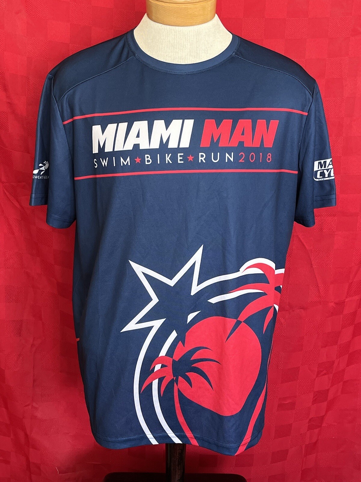 NEW Miami Man Swim Bike Run 2018 Jersey Shirt Triathlon Duathlon Aquabike XL